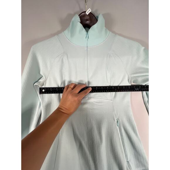 Lululemon Runderful Harringbone 1/2 Zip High Neck Aquamarine Pullover Size 8 - Picture 4 of 8